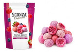 Sconza Triple Berry Freeze-Dried Berries Covered in Yogurt Flavored Crème, Strawberry Blueberry Raspberry Candy Snack, Resealable Bag, 18 oz
