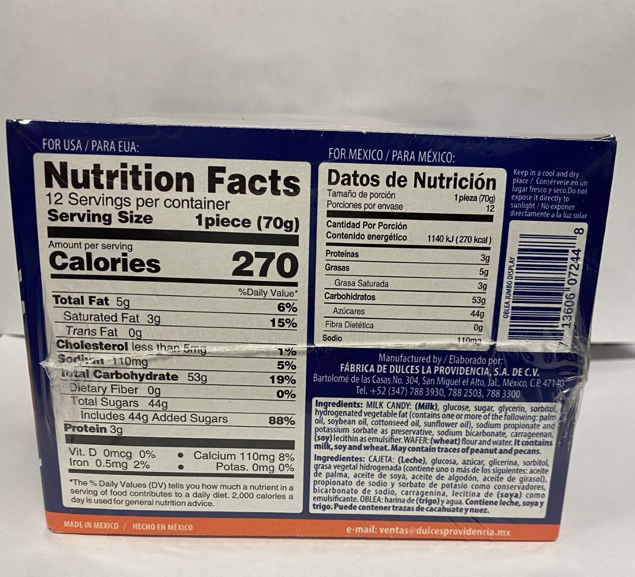 Obleas con cajeta/Milk candy wafer 12Pc 1lb 13.06oz