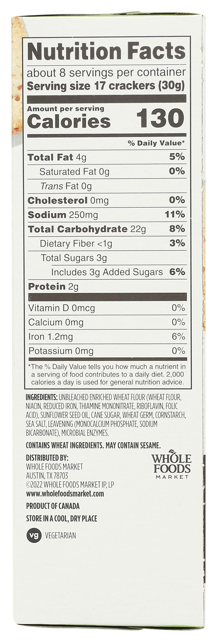 365 by Whole Foods Market, Thin Wheat Square Crackers, 8 OZ