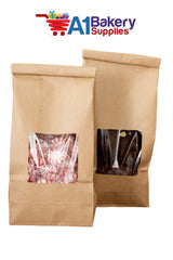 KeepFresh 4 3/4" x 2 1/2" x 9 1/2" 1 lb. Kraft Window Tin Tie & Coffee Bags - Pack of 25
