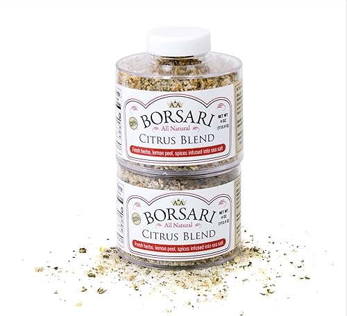 Borsari Citrus Salt Seasoning - Gourmet Seasoned Salt with Lemon, Pepper, and Herbs - Premium Citrus Seasoning Salt - All Natural Meat and Fish
