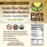 Pure Bliss Organic Grain Free Granola (Maple Almond Cluster) Paleo Friendly, Gluten Free, Vegan, Best-Tasting, Non-GMO, Low Carb Snack, All Real Super