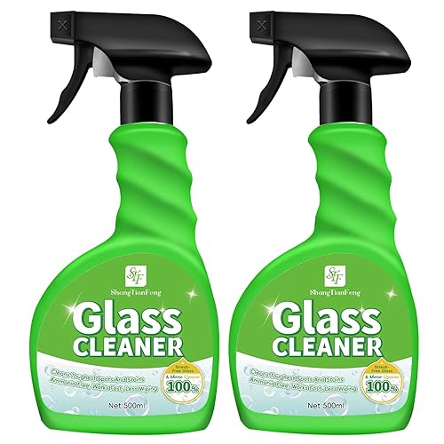 Glass Cleaner Spray,Window cleaner,Mirror cleaner- Streak-Free & Fast Drying Formula for Windows, Mirrors & Shower Doors | Ammonia-Free, 17oz (Pack