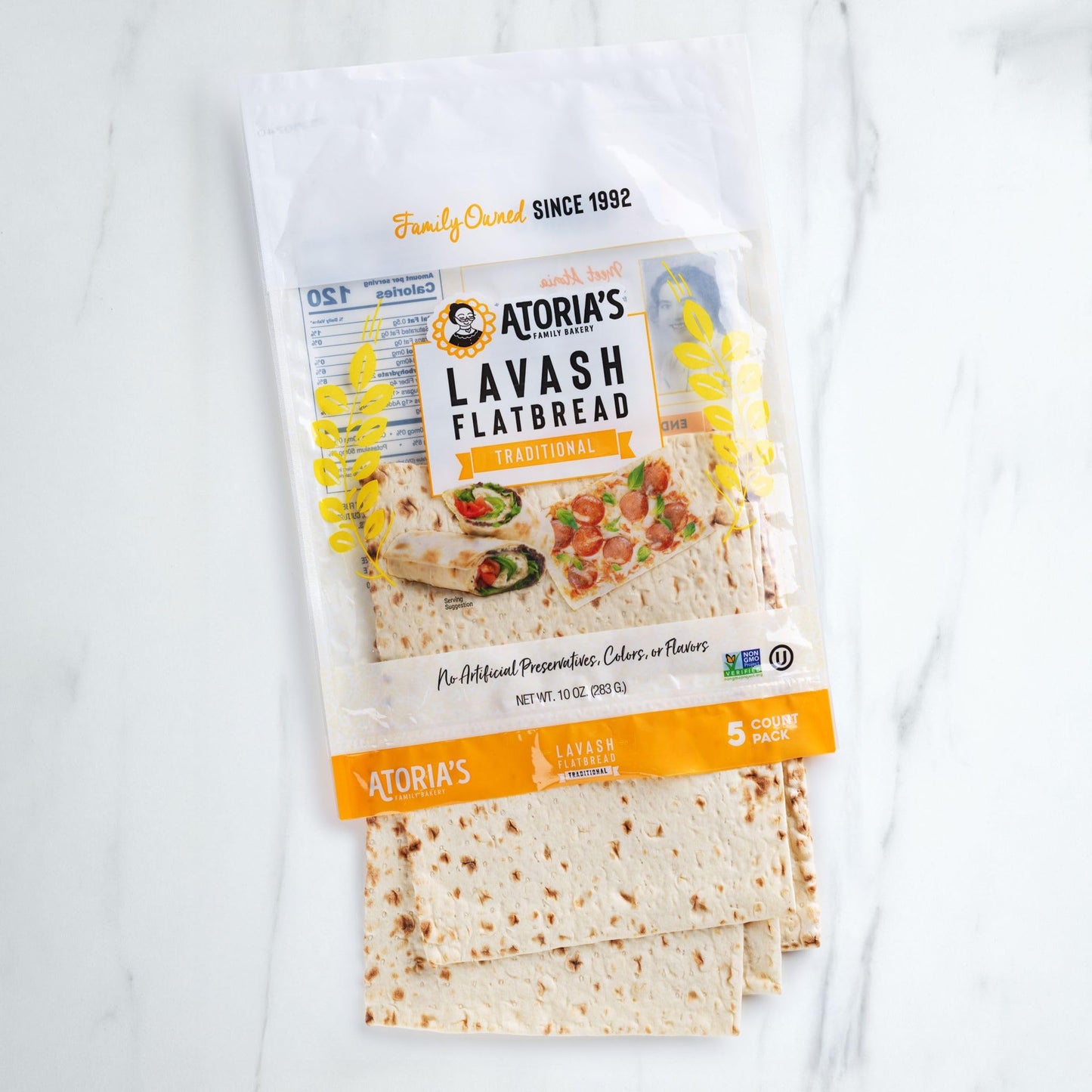 Atoria's Family Bakery, Traditional Lavash 5 Count, 10 Ounce