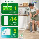 Swiffer Sweeper 2-in-1 Mops for Floor Cleaning, Dry and Wet Multi Surface Floor Cleaner, Sweeping and Mopping Starter Kit, Includes 1 Mop + 19