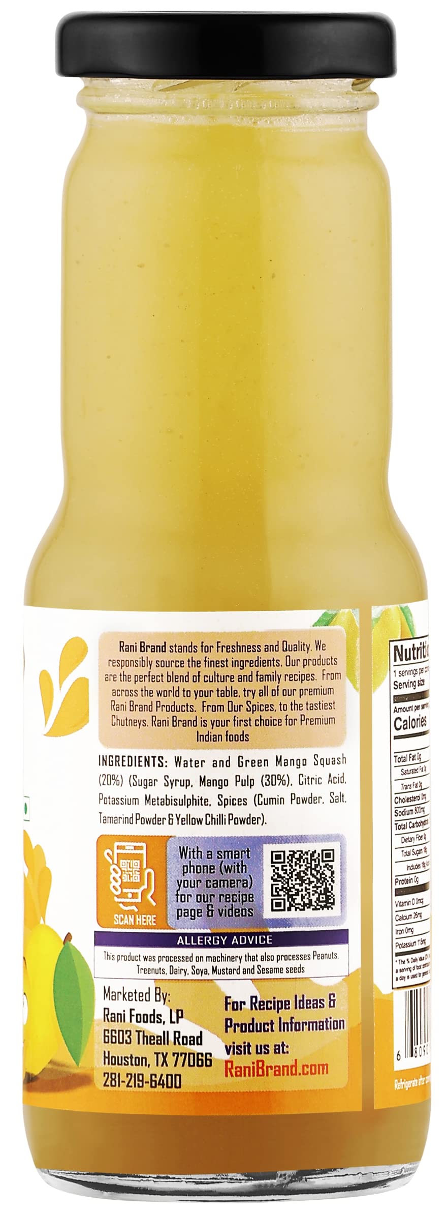 Rani Raw Mango 6.7 fl oz (200 ml) Glass Bottle, Pack of 2 ~ Indian Fruit Beverage | Vegan | Gluten Free | NON-GMO | Indian Origin
