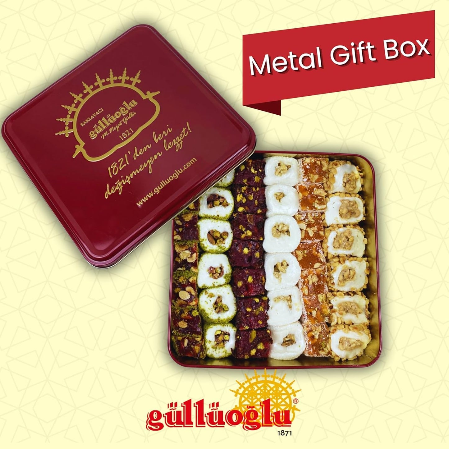Gulluoglu Assorted Turkish Delight, Approx. 36-39 pieces (2.2 lb - 1000 gr), Daily Fresh Shipment From Istanbul/Turkey