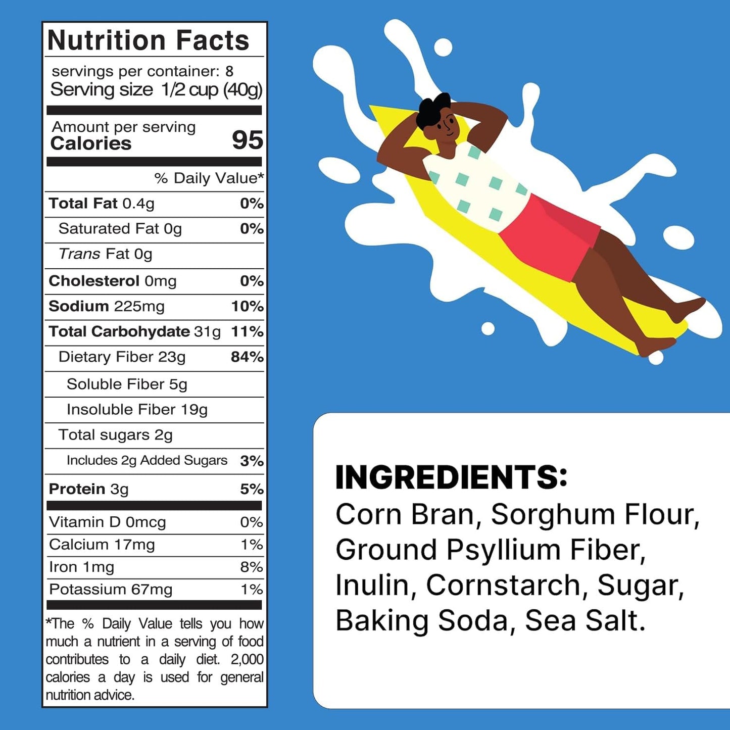 Poop Like A Champion Ultra High Fiber Cereal - Non GMO - Fiber Supplement - Corn Bran | Breakfast Essentials with Soluble Fiber, Insoluble Fiber