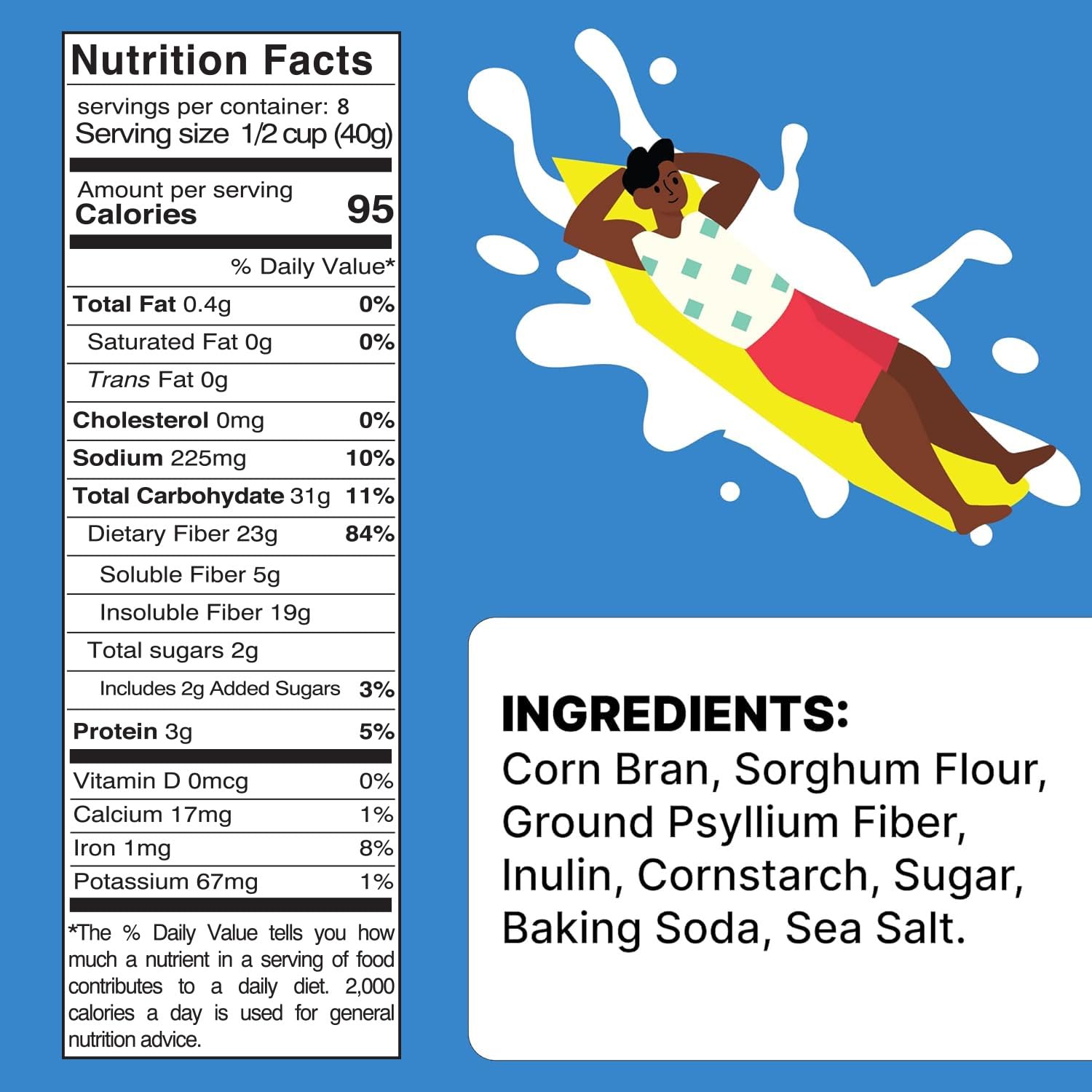 Poop Like A Champion Ultra High Fiber Cereal - Non GMO - Fiber Supplement - Corn Bran | Breakfast Essentials with Soluble Fiber, Insoluble Fiber