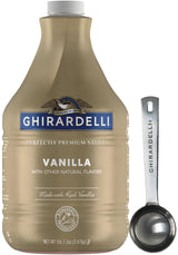 Ghirardelli Vanilla Sauce 87.3 Ounce Bottle with Ghirardelli Stamped Barista Spoon