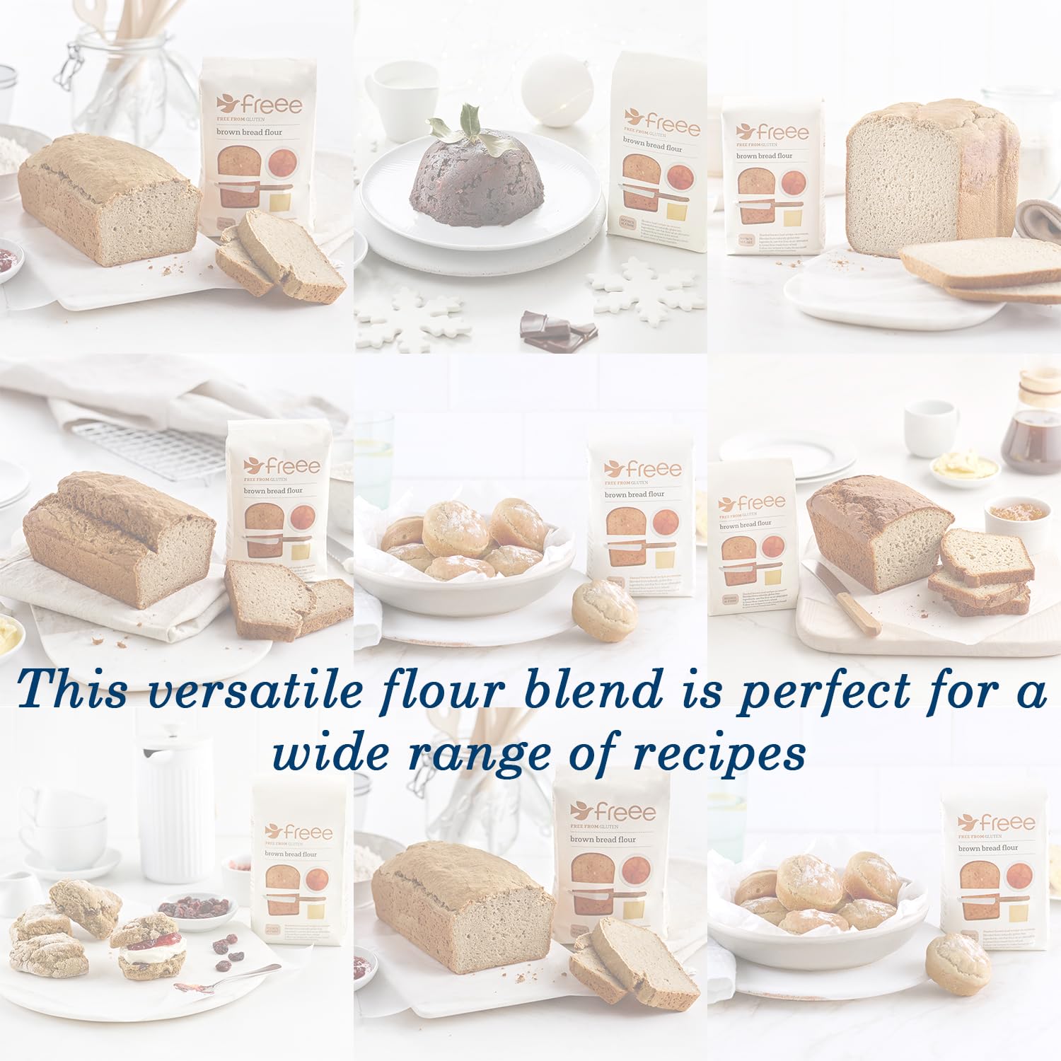 freee Brown Bread Flour | Unbleached & Gluten-Free | Freshly Milled Wheat Flour for Home Bread Baking & Bread Machine | Imported from UK | 35.27 Oz (1kg)