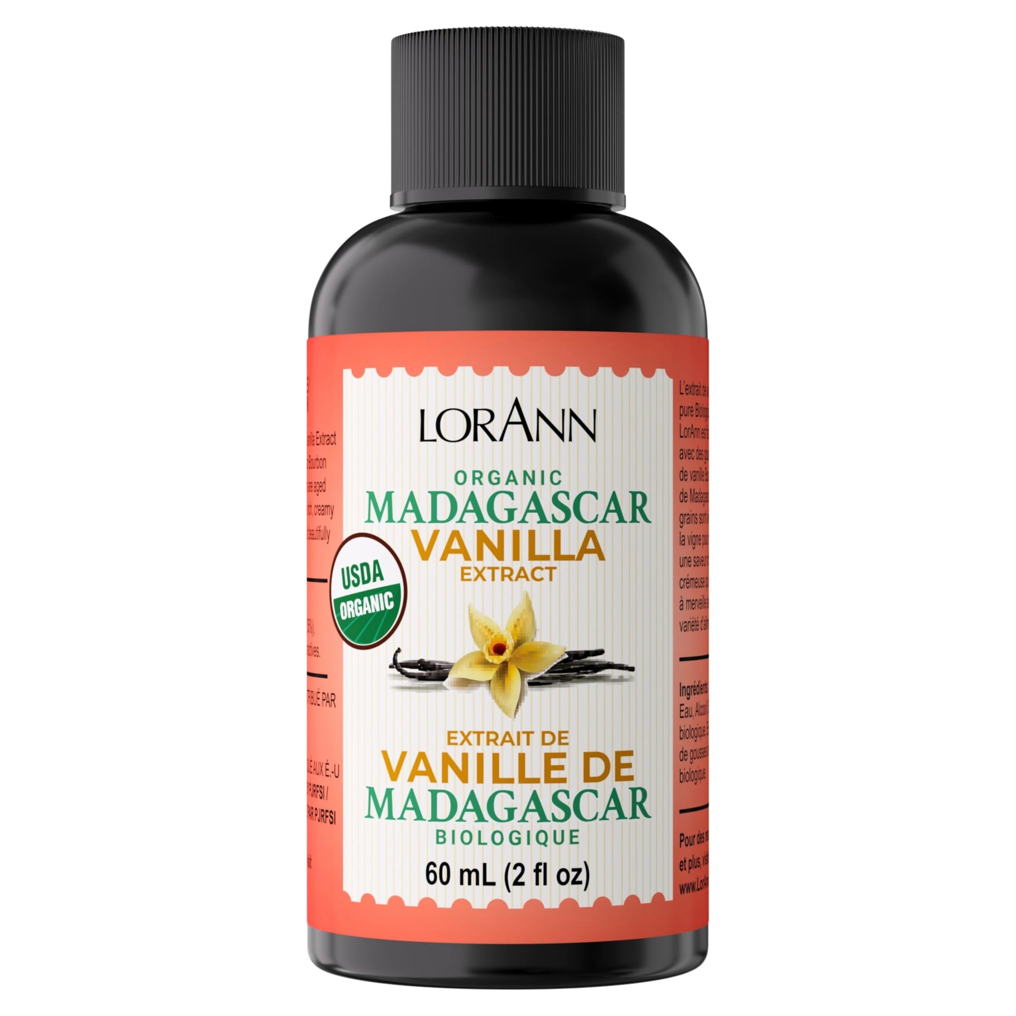 LorAnn Organic Madagascar Vanilla Extract, 2 ounce bottle