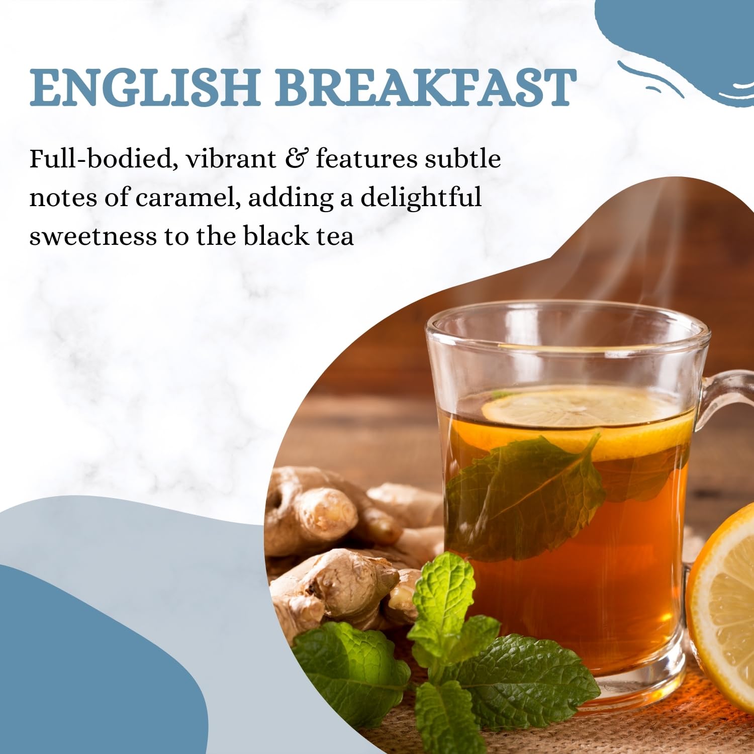 Ceremonie Tea Blends & Herbal Infusions - English Breakfast Assam & Ceylon Tea Blend - Full-Bodied Black Tea with Caramel Notes - 20 Transparent