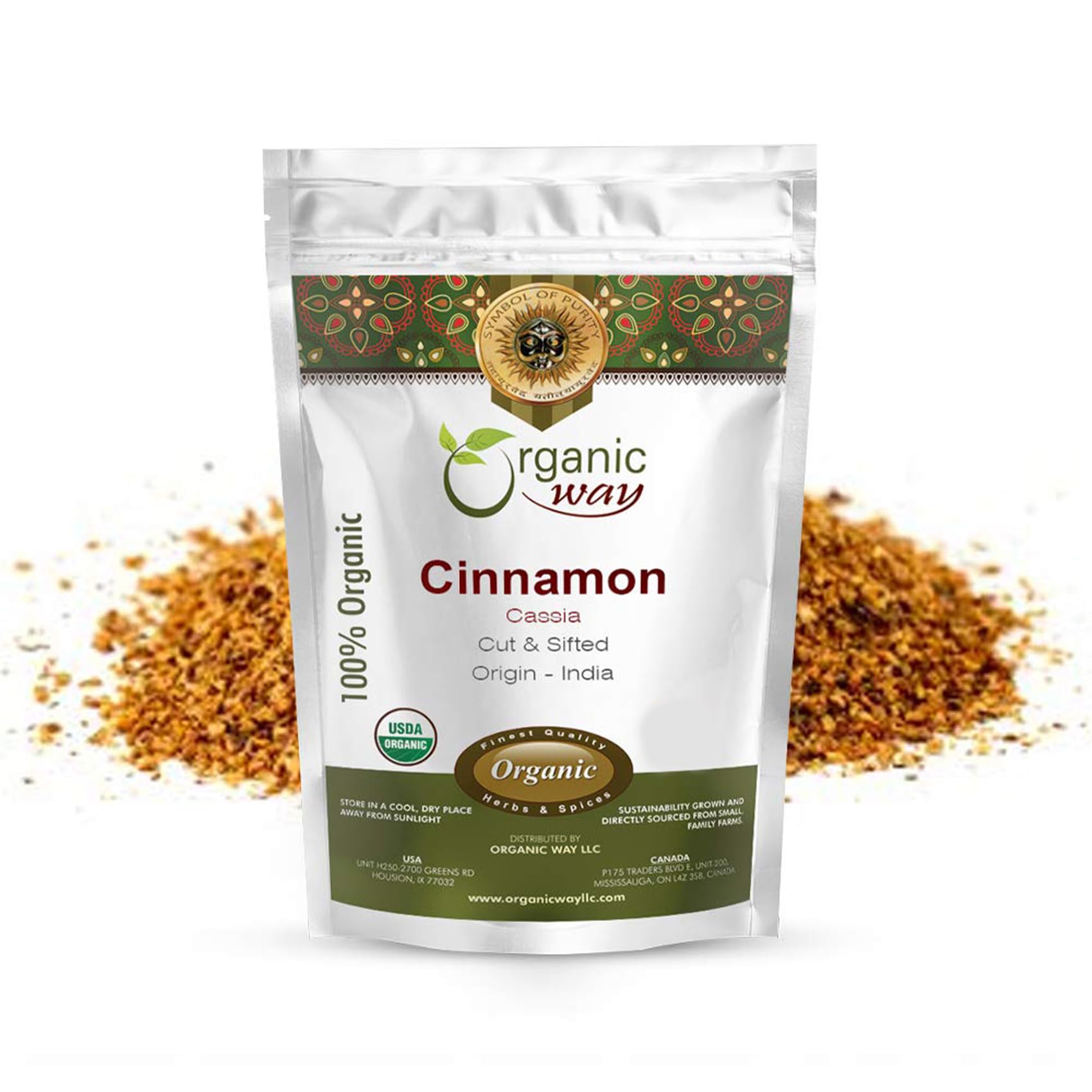 Organic Way Premium Cinnamon Cassia Cut & Sifted (Cinnamomum cassia) - Adds Flavour & Aroma | Organic & Kosher Certified | Vegan, Non GMO & Gluten