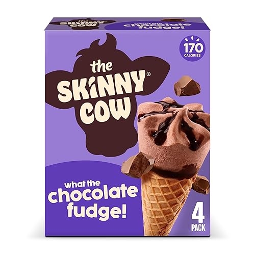 Skinny Cow Not Fudging Around Chocolate Fudge Low Fat Ice Cream Cones, (Frozen), (4 Count of 4 Fl Oz Cones) 16 Fl Oz (Packaging may vary)