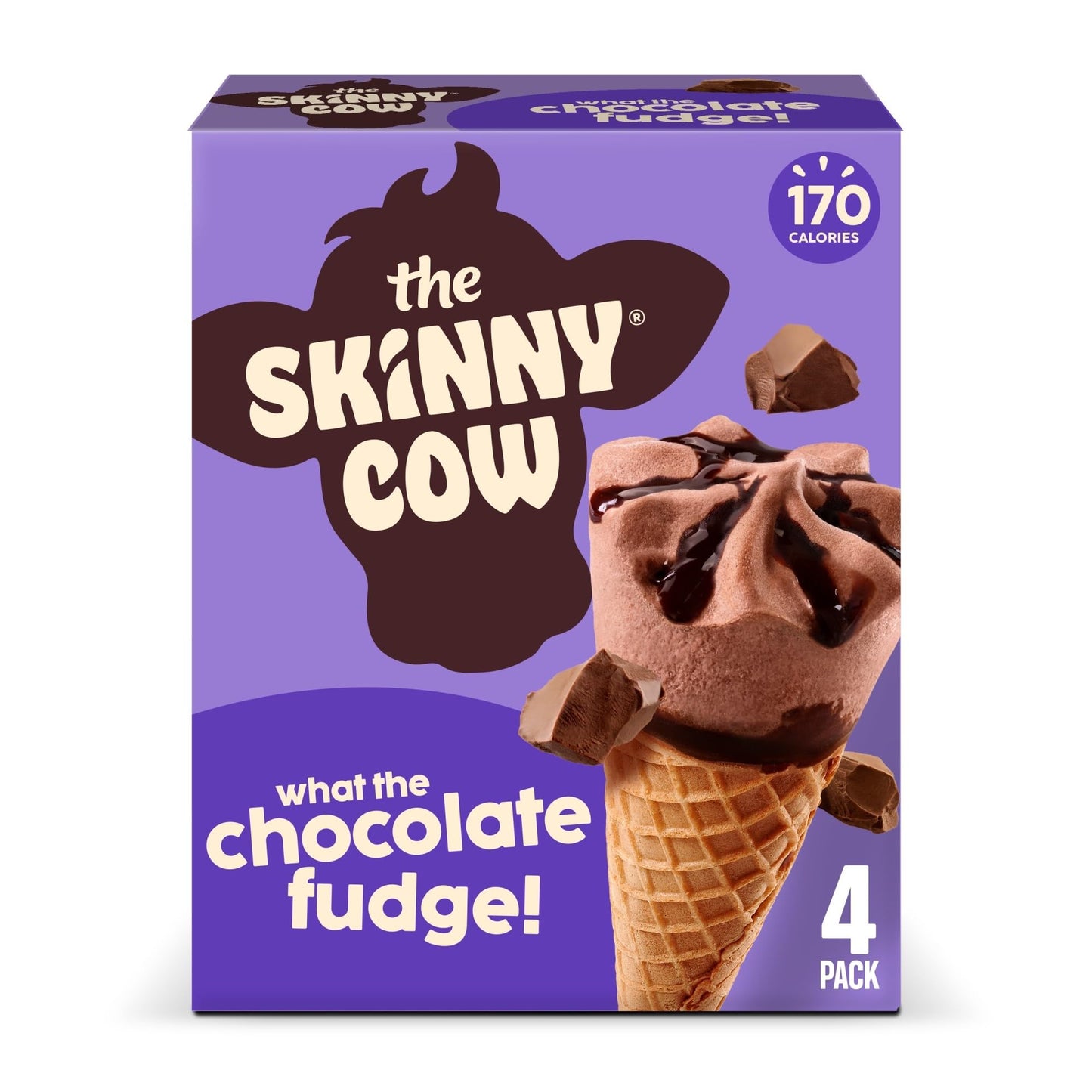 Skinny Cow Not Fudging Around Chocolate Fudge Low Fat Ice Cream Cones, (Frozen), (4 Count of 4 Fl Oz Cones) 16 Fl Oz (Packaging may vary)