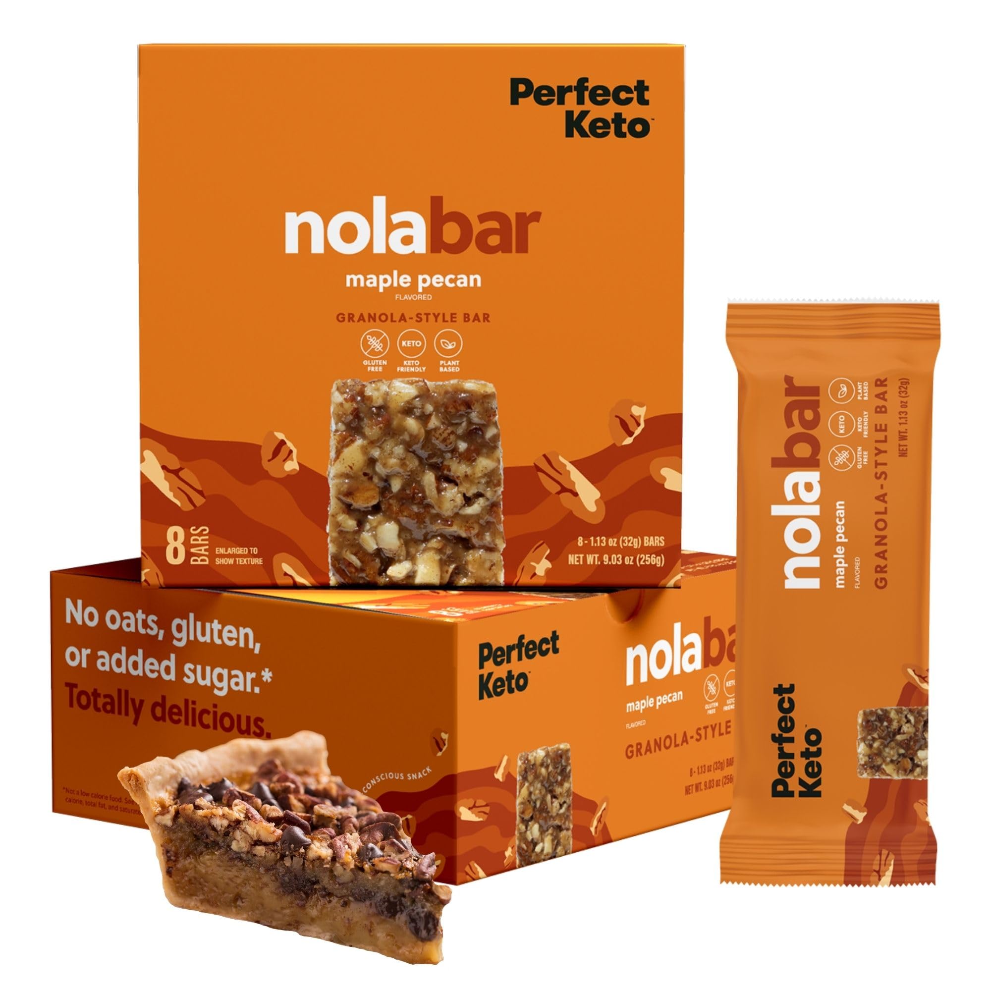 Perfect Keto Nola Bars, Gluten Free, Keto Granola Bars, Low Carb Snack or Breakfast Bar with No Sugar Added, Keto Diet Food, Healthy Snacks