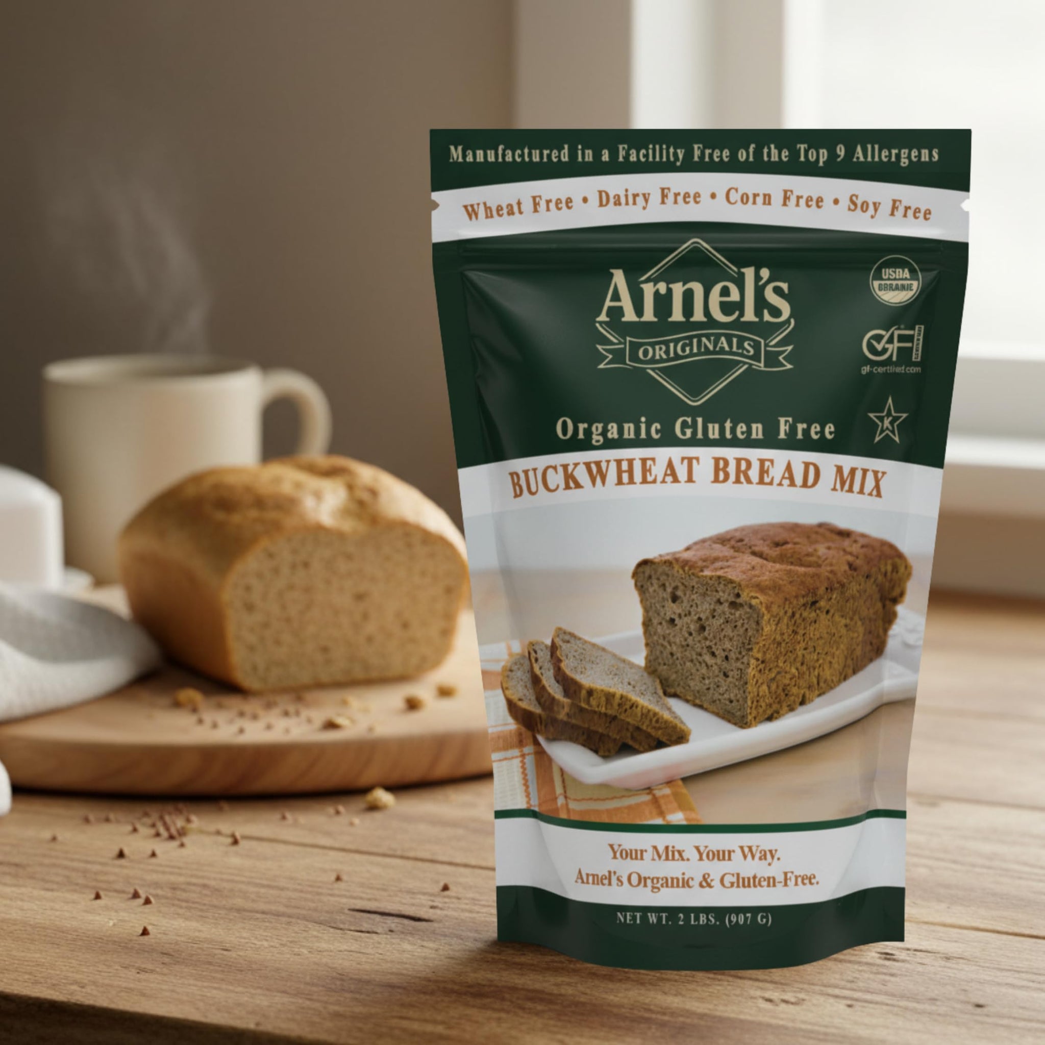 Buckwheat Bread Mix, Certified Gluten free, Organic, non-GMO Verified, Certified Kosher, Gluten Free Baking, 2-pounds