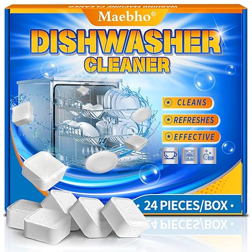 Dishwasher Cleaner and Deodorizer Tablets - 24 Pack, Natural Heavy Duty Deep Cleaning Descaler pods, Compatible with All Dish washer Models, Removes