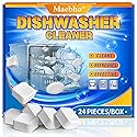 Dishwasher Cleaner and Deodorizer Tablets - 24 Pack, Natural Heavy Duty Deep Cleaning Descaler pods, Compatible with All Dish washer Models, Removes