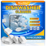 Dishwasher Cleaner and Deodorizer Tablets - 24 Pack, Natural Heavy Duty Deep Cleaning Descaler pods, Compatible with All Dish washer Models, Removes