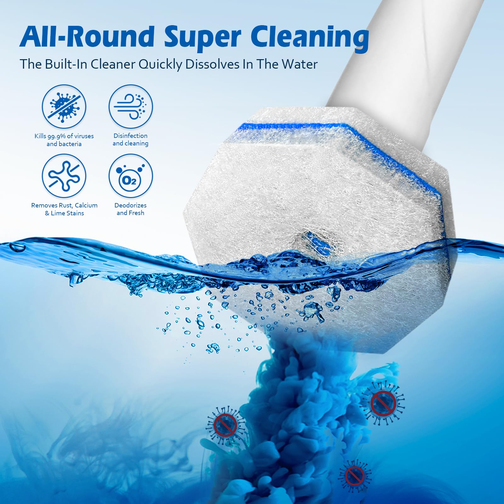 50 Count Toilet Wand Refills for Clorox, Disposable Toilet Brush Heads Compatible with Most Toilet Bowl Wand Refills System for Bathroom Cleaning