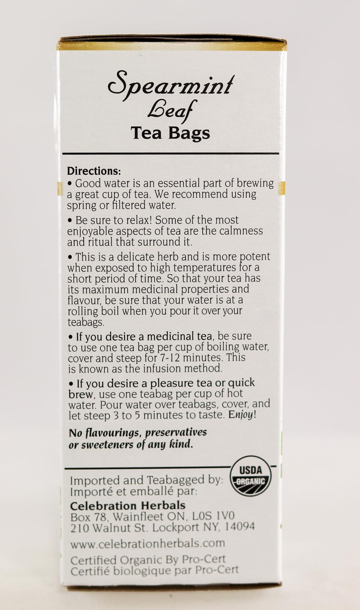 CELEBRATION HERBALS Spearmint Leaf Tea Organic 24 Bag, 0.02 Pound