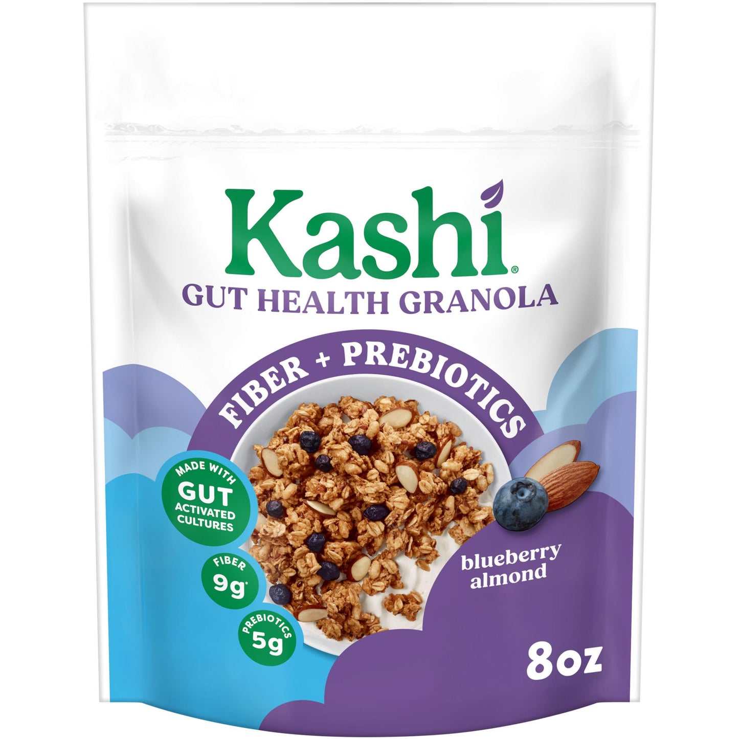 Kashi Gut Health Blueberry Almond Granola, Prebiotics and High Fiber, Whole Grain, 8 oz