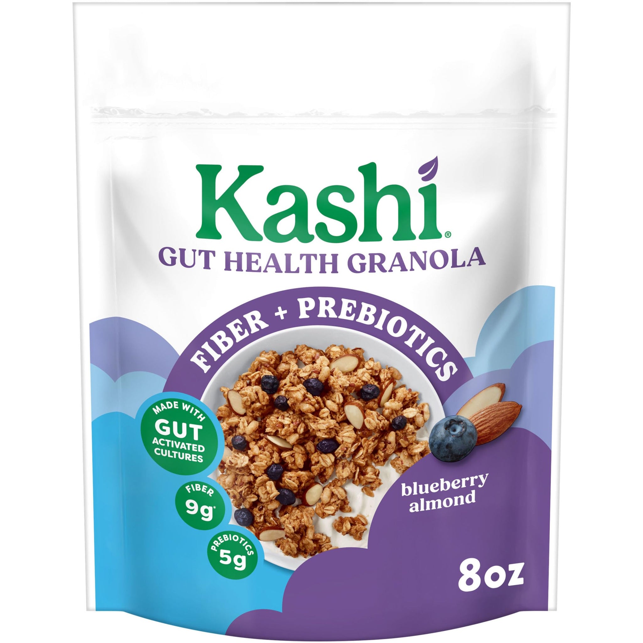 Kashi Gut Health Blueberry Almond Granola, Prebiotics and High Fiber, Whole Grain, 8 oz