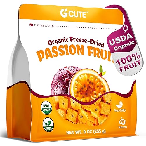 Organic Freeze Dried Passion Fruit Chunks, 9oz/255g | No Additives, Non-GMO, Gluten-Free & Unsweetened | Crunchy Dehydrated Fruits for Smoothies