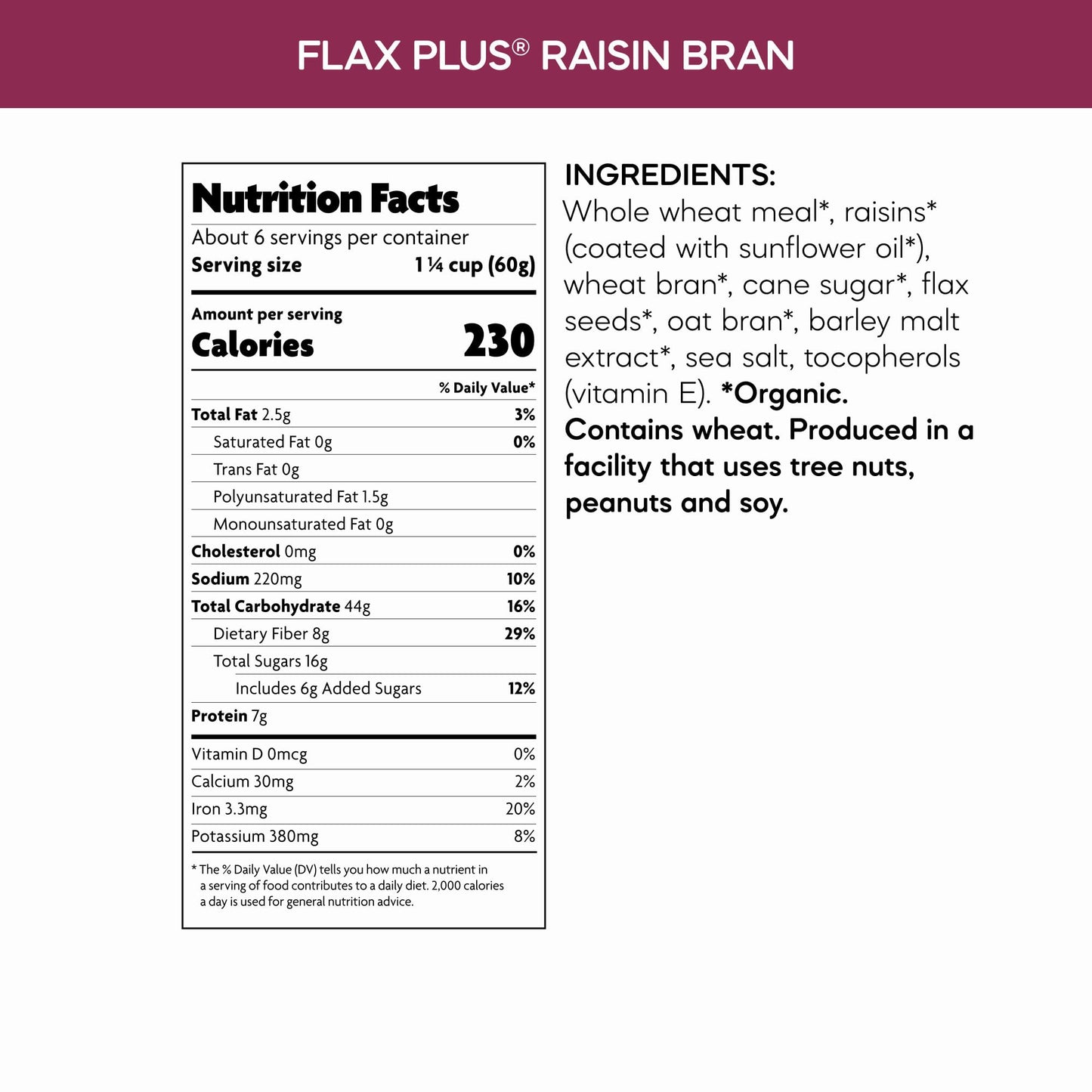 Nature's Path, Cereal Flax Plus Raisin Bran Organic, 14 Ounce