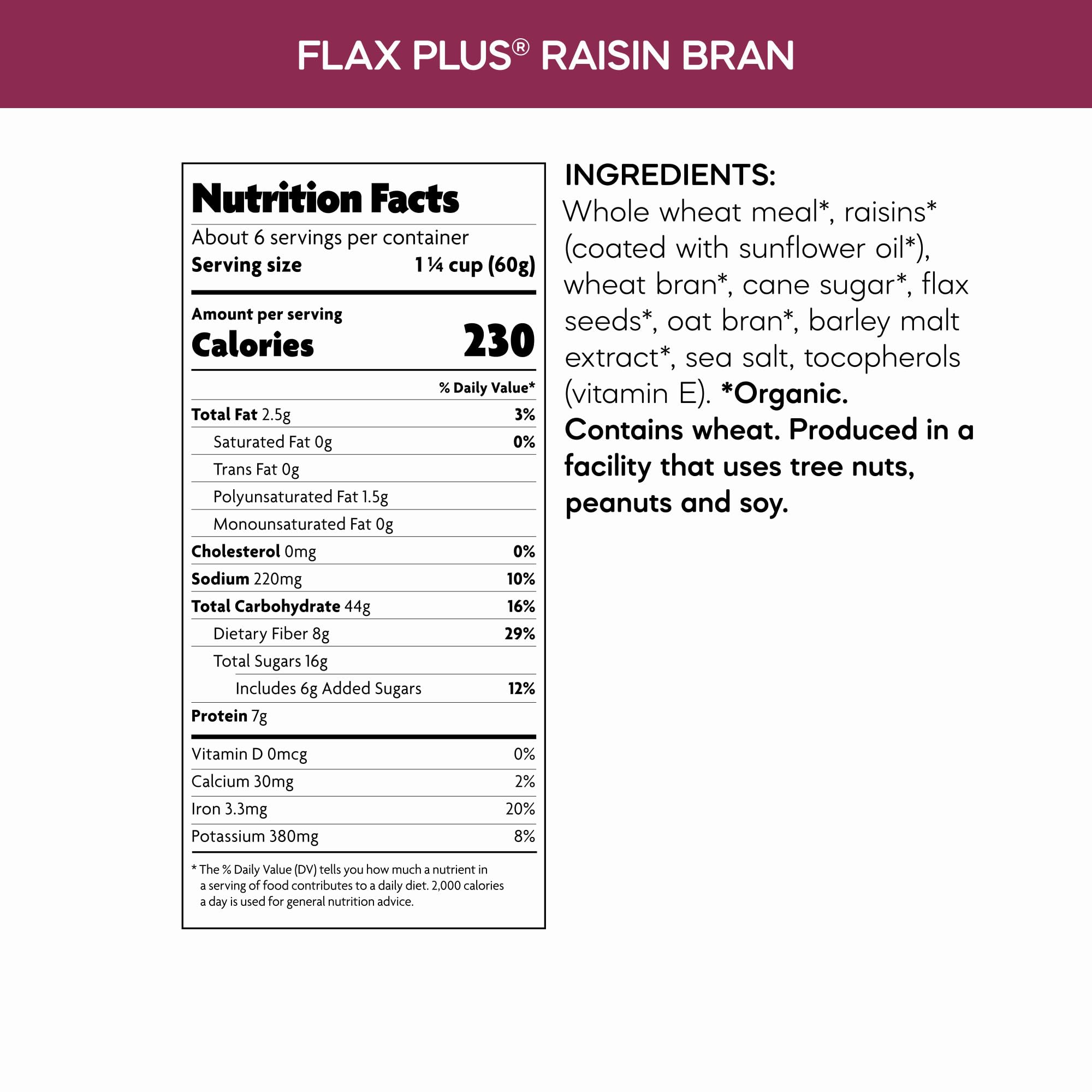 Nature's Path, Cereal Flax Plus Raisin Bran Organic, 14 Ounce