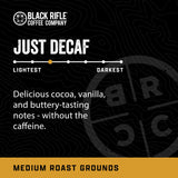 Black Rifle Coffee Company Just Decaf, 12oz Bag, Ground Coffee Medium Roast - Roasted Blend Made from Arabica Beans - Colombian & Brazilian Beans