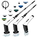 Spin Scrubber,9-In-1Multifunctional Cleaning Brush with Detachable Handle,9 Replaceable Brush Heads&LCD Display,Rechargeable Electric Spin Scrubber