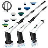 Spin Scrubber,9-In-1Multifunctional Cleaning Brush with Detachable Handle,9 Replaceable Brush Heads&LCD Display,Rechargeable Electric Spin Scrubber
