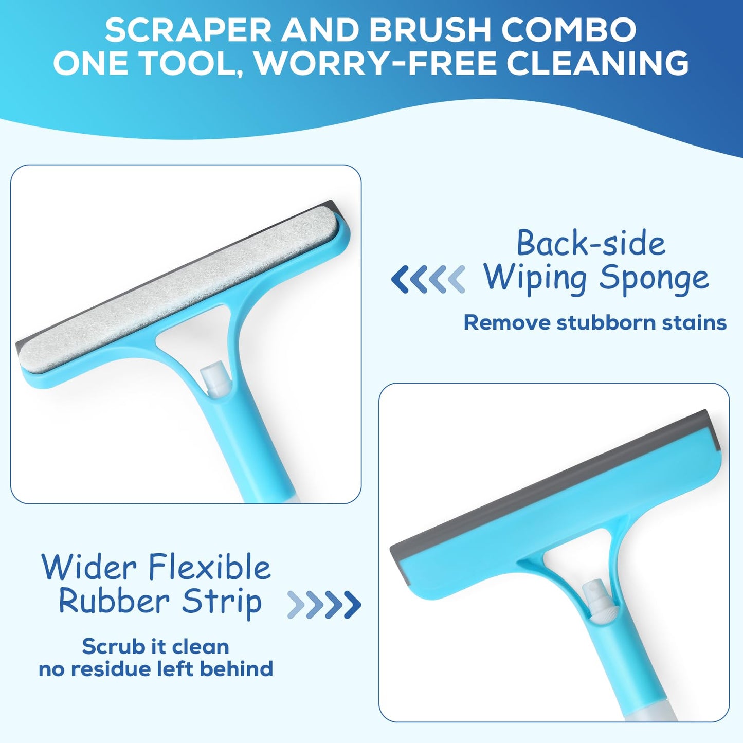 2 Pcs Window Squeegee with Sprayer,3 in 1 Spray Squeegee?3 in One Window Cleaning Scraper for Car, Home, Kitchen Windows
