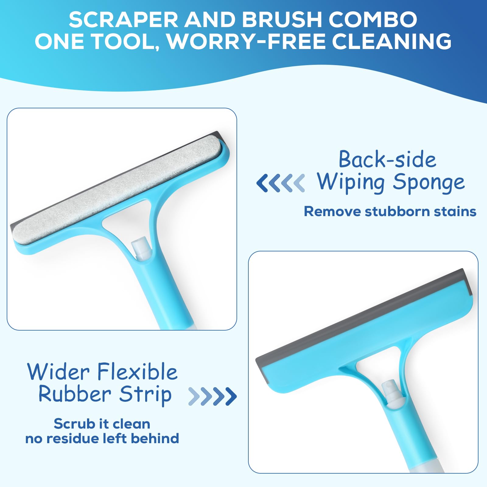 2 Pcs Window Squeegee with Sprayer,3 in 1 Spray Squeegee?3 in One Window Cleaning Scraper for Car, Home, Kitchen Windows