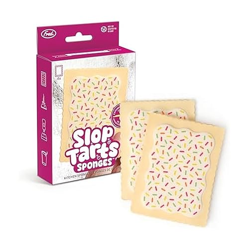 Genuine Fred SLOP TARTS, Set of 4, Compressed Kitchen Sponges, Expands When Wet, Clever and Quirky Kitchen Accessory
