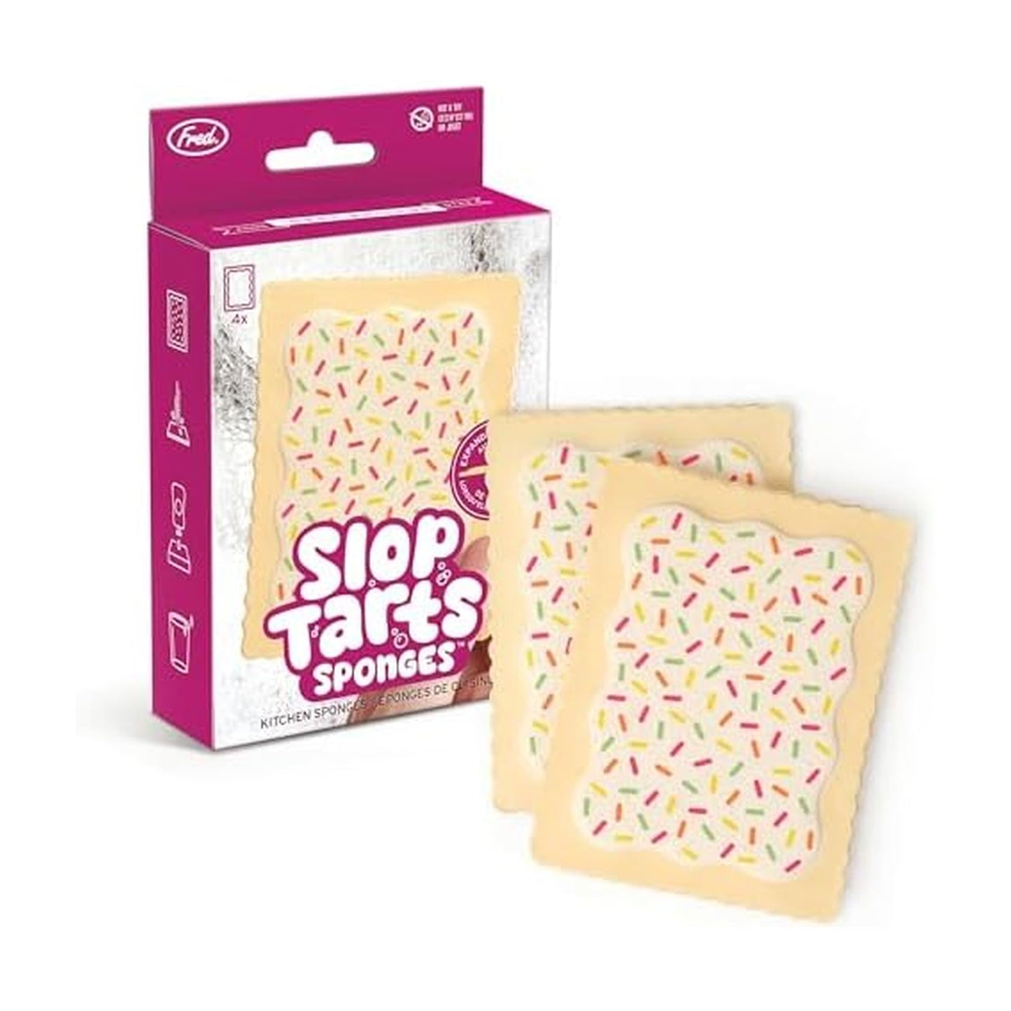 Genuine Fred SLOP TARTS, Set of 4, Compressed Kitchen Sponges, Expands When Wet, Clever and Quirky Kitchen Accessory