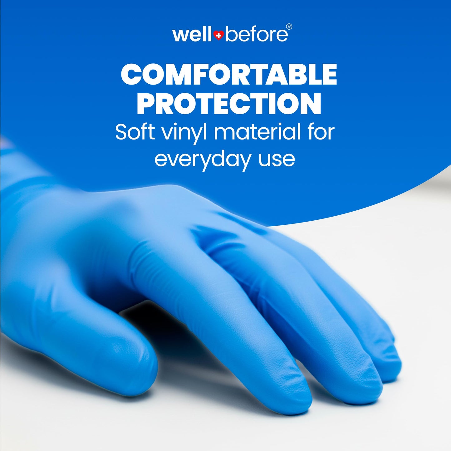 Well Before Disposable Synmax Exam Gloves, Powder-Free, Latex-Free, Blue, Large, 200pcs