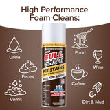 Bull Shot Pet Pro Stain Remover, AS SEEN ON TV, Urine & Odor Emulsifier, Enzyme-Powered Professional Strength Foam for Urine, Feces, Vomit, Odors
