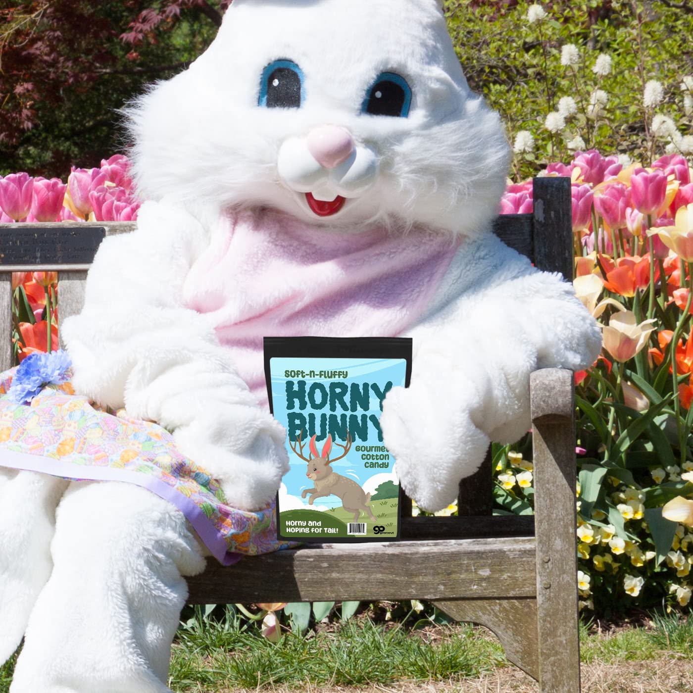 Horny Bunny Gourmet Cotton Candy - Premium Blueberry Candy Floss for Hunters Funny Easter Basket Filler for Men Stocking Stuffers for Him Get Lucky