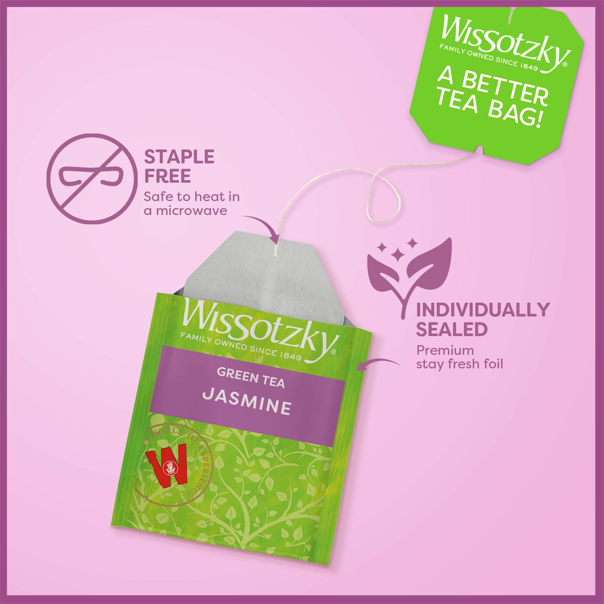 Wissotzky Green Tea with Jasmine, 20 Tea Bags | Antioxidant Rich | Fragrant Green Tea Bags (1)