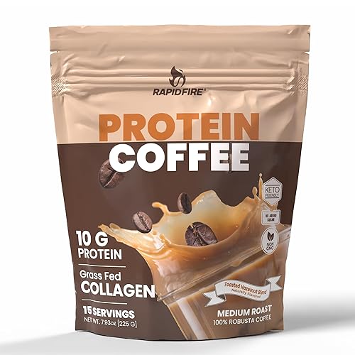 Protein Coffee, with 10g of Protein with Collagen, Promotes Muscle Growth, Supports Energy, Hot or Cold, Keto Friendly, 100% Robusta Coffee, 15