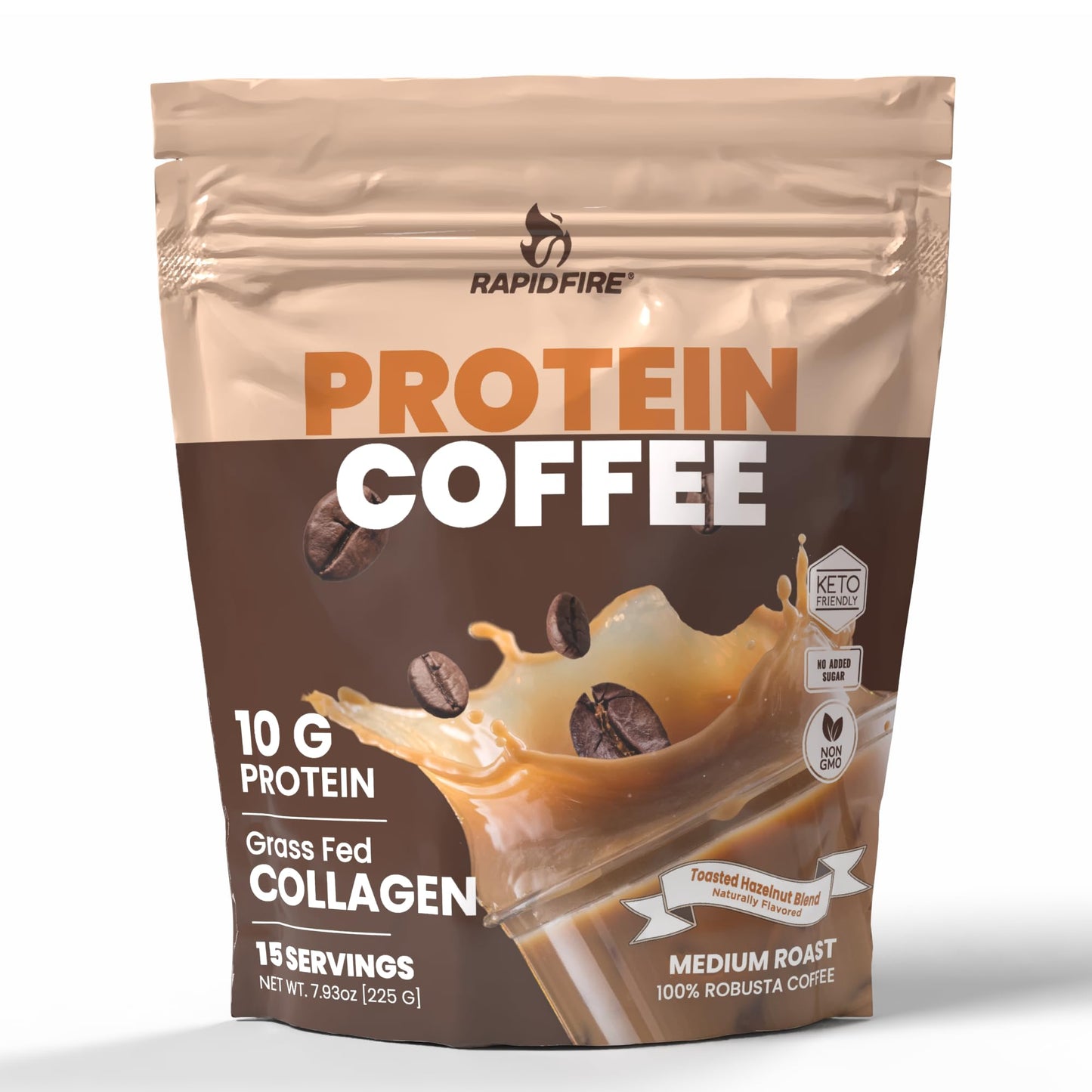 Protein Coffee, with 10g of Protein with Collagen, Promotes Muscle Growth, Supports Energy, Hot or Cold, Keto Friendly, 100% Robusta Coffee, 15