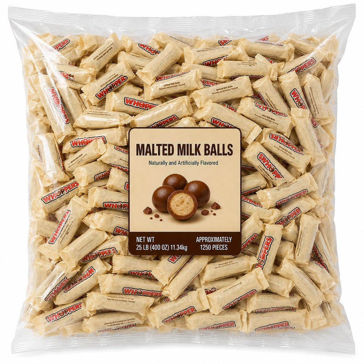 Malted Milk Balls Milk Chocolate Covered Crunchy Candy - 25 lb (Approx. 1250 pieces)