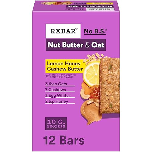 RXBAR Nut Butter and Oat Protein Bars, Protein Snacks, Snack Bars, Lemon Honey Cashew Butter, 23.2oz Box (12 Count)
