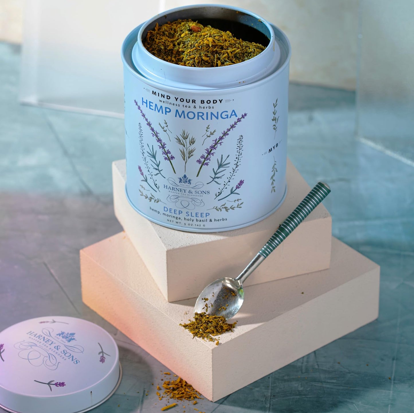 Harney & Sons Hemp Moringa Tea Blend, Wellness, Deep Sleep Blend, 5 oz tin