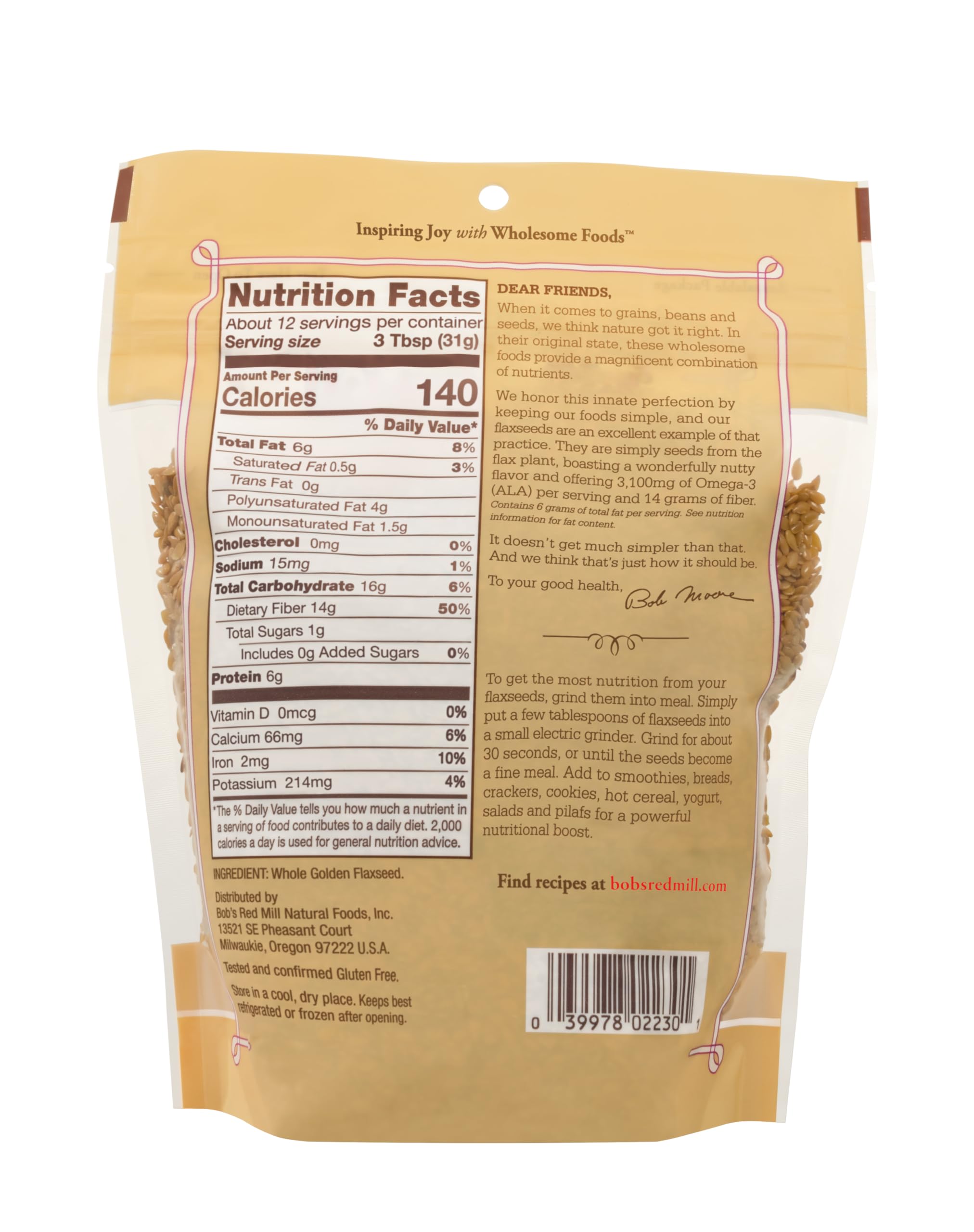 Bob's Red Mill Golden Flaxseeds, 13oz (Pack of 4) - Non GMO, Vegan, Paleo Friendly, Raw, Sproutable, Kosher