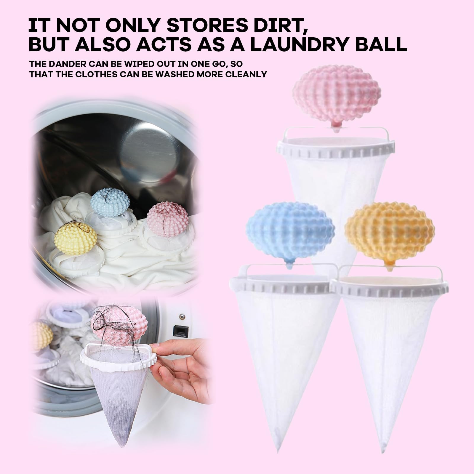 3Pcs-Pet Hair Remover for Laundry,Floating Hair Filtering Mesh Remova, 2025 New Washing Machine Hair Catcher,Dog Hair Remover for Laundry